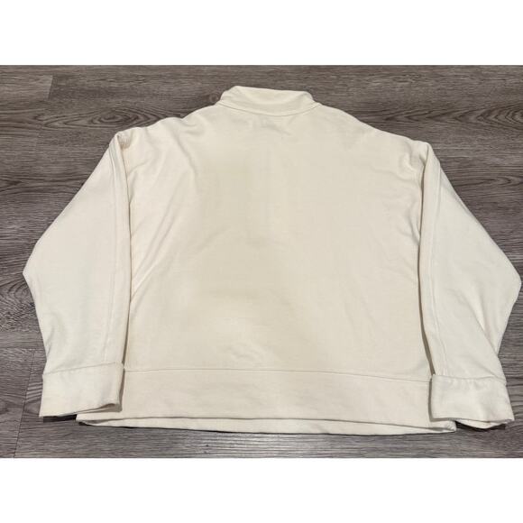 A New Day Cream Mock Neck Pullover Sweatshirt Pocket Front Women Medium Cozy - Picture 2 of 6